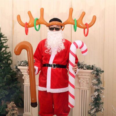 Inflatable PVC Christmas Set, Antlers Hat Candy Cane Decor