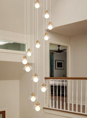 北欧复式公寓旋转楼梯间长吊灯轻奢大气别墅楼客厅跃层挑空loft灯