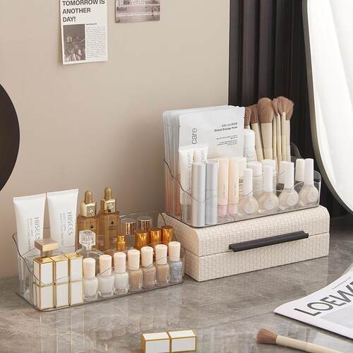 Large Capacity Desktop Cosmetic Organizer, Open Top Transpar