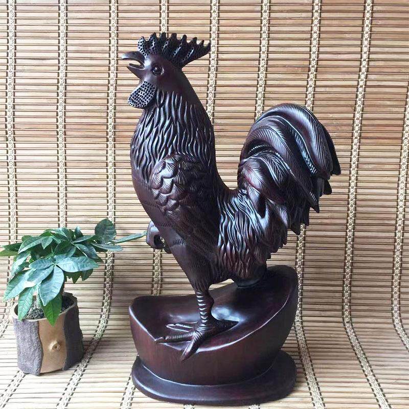 黑檀木雕公鸡摆件家居实木雕刻生肖鸡工艺品客厅开运大吉大利装饰