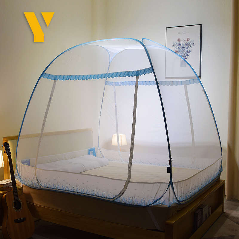 蚊帐家用高级2025新款免安装蒙古包三开门学生防摔儿童床简约卧室