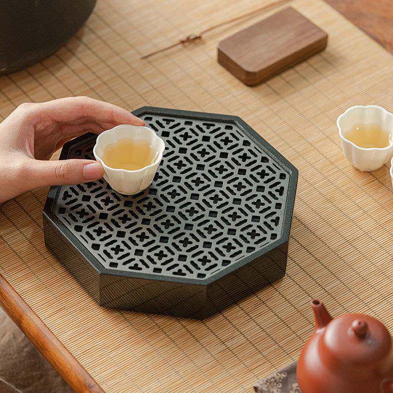 年轻人茶台小型功夫干泡台茶台 乌金石茶具茶盘家用沥水托盘