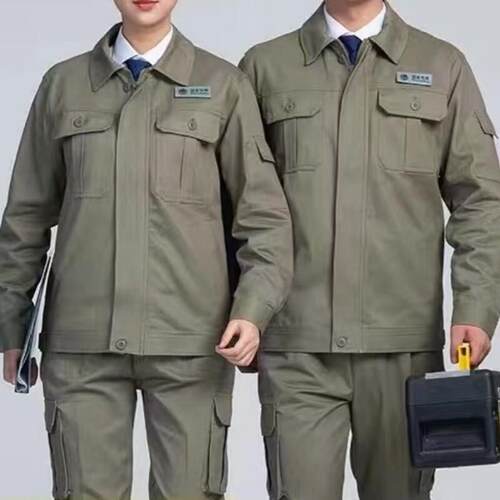 湖北国家电网春秋纯棉双层加厚防静电耐磨电工电力电焊劳保男上衣