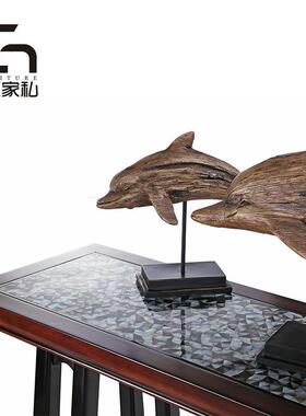 新中式玄关台木胡桃玄关供桌台客厅条案入户酒店景中式92206端长