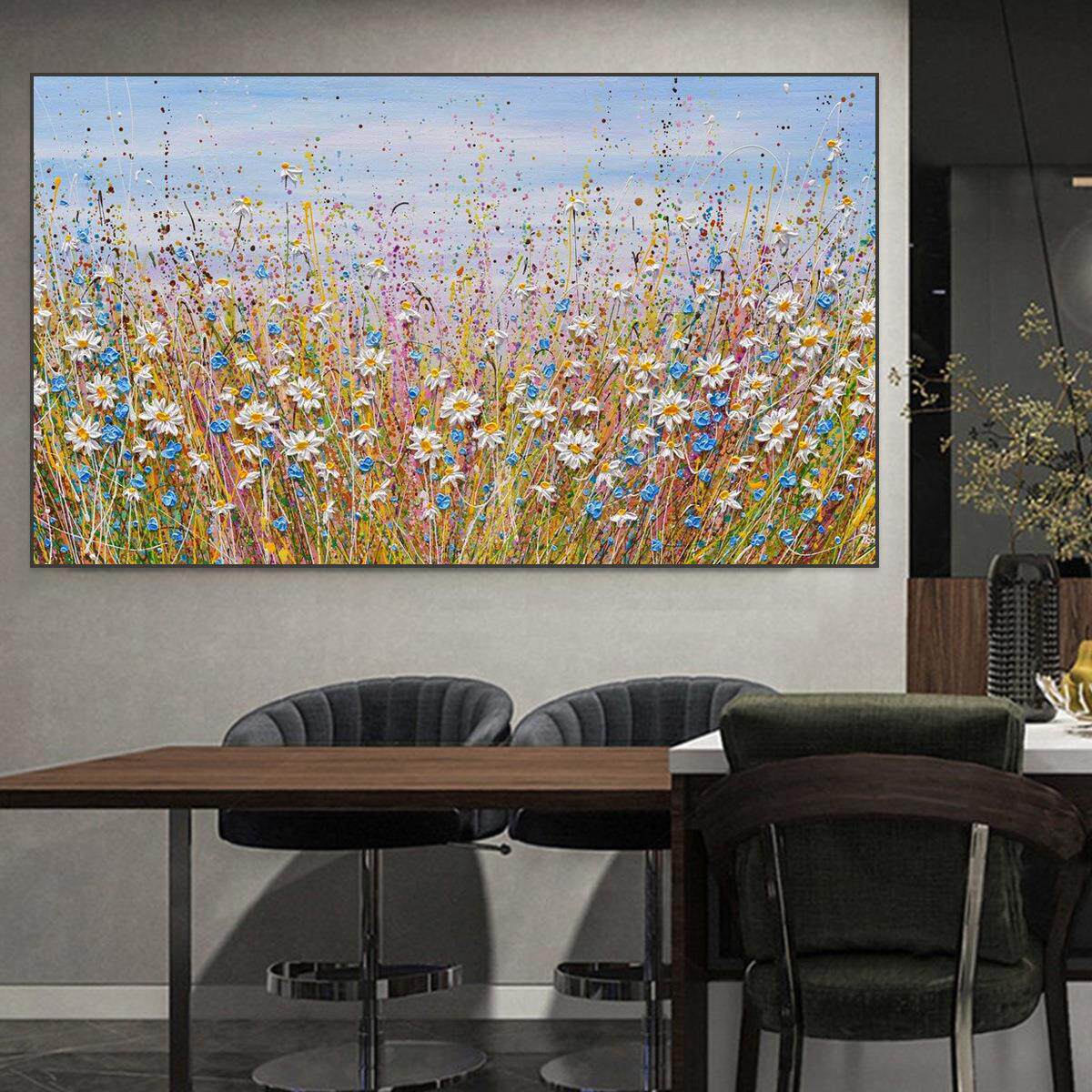 大芬手绘抽象花卉油画风景装饰画现代厚肌理客厅餐厅挂画丰收季节