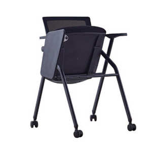办公培训椅可折叠带写字桌板会议椅员工开会翻板带滚滑轮一体凳子