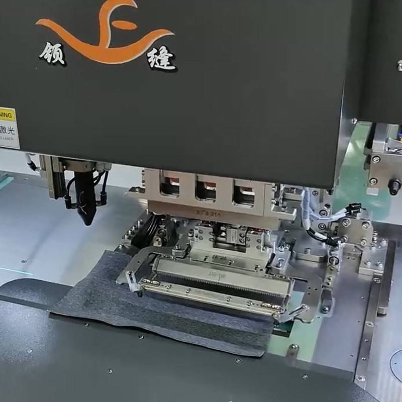全自动polo衫开门襟机裤子开门襟机服装开兜全自动激光开袋机
