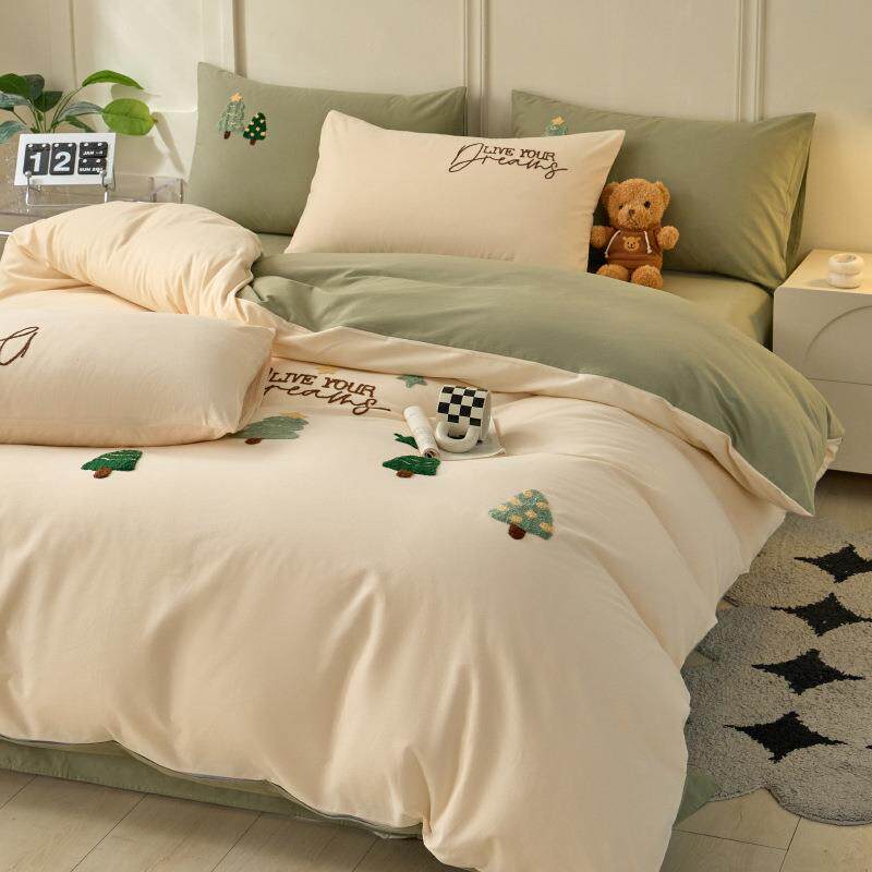 舒尊客||全棉母婴级A类加厚纯棉毛巾绣四件套亲肤保暖被套床品单