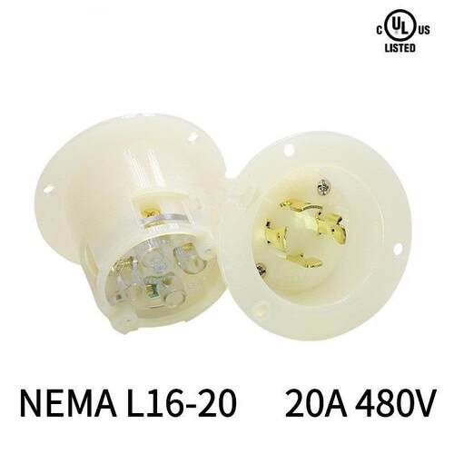 美规插头NEMAL16-20P嵌入式插头四孔20A480V锁扣式美规