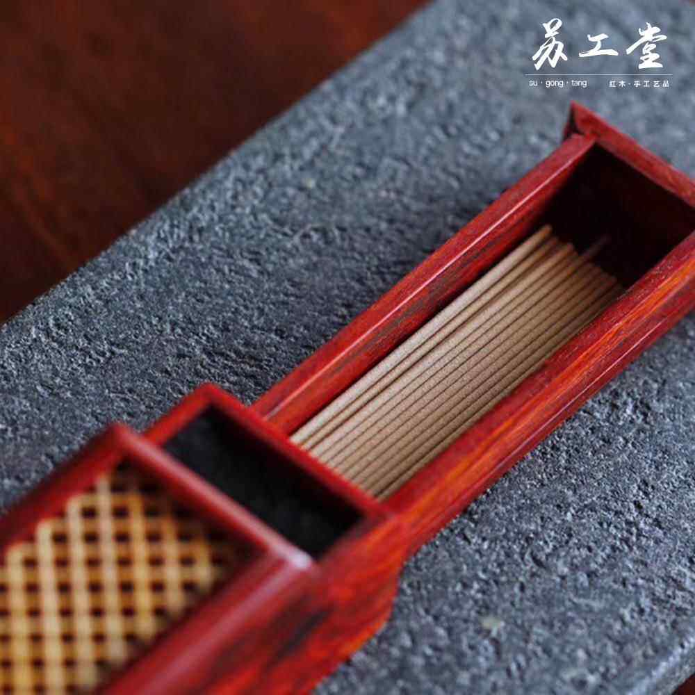 印度小叶紫檀便捷式香盒 精美储香具礼盒卧室线香盒木质工艺礼品