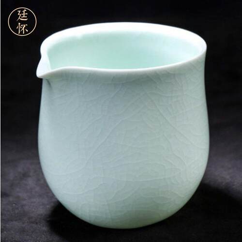 廷怀窑 汝州汝瓷汝窑功夫茶具公道杯茶海分茶器蝉翼纹开片玉青釉