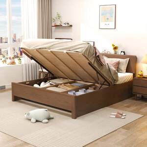 尚馨阁高箱收纳床1.5实木床气压箱体床主卧1.8米床架双人抽屉大床