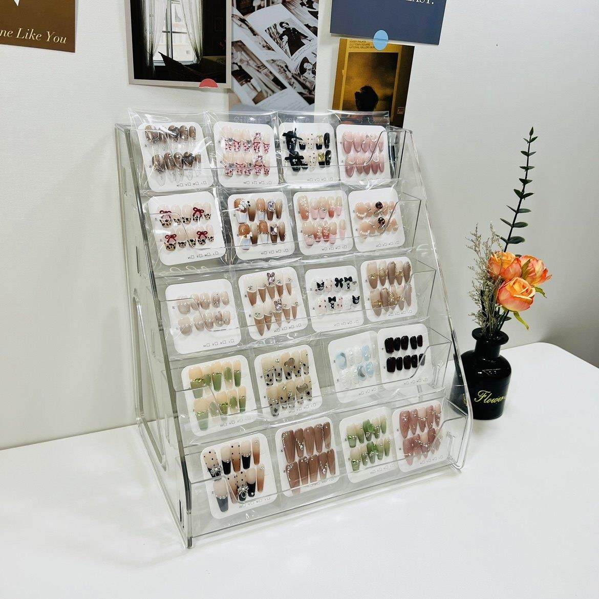 穿戴甲压克力展示架阶梯式桌面大容量美甲店样板展示柜美甲收纳盒,收纳整理,桌面收纳盒,淘宝优惠券,粉丝福利购,淘宝优惠卷