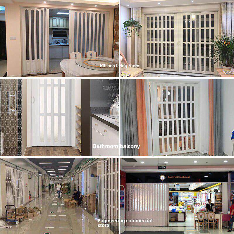 Pvc厨房折叠门隔断门空调隔断无轨浴室折叠门滑动门隐形百叶窗