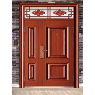 丁带气窗防盗门别墅大门门红铜大门红PIB色大气窗大门豪宅大门大