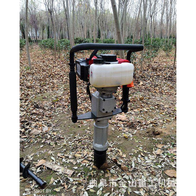 加厚型汽油建筑地打桩机手提式护栏埋桩机单人操作汽油打桩机