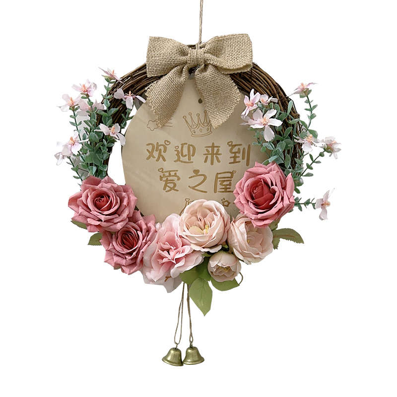 韩式入户门牌定制仿真花环挂饰客厅卧室口装饰挂件营业中店铺挂牌