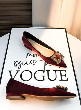 19601-1A红色婚鞋新娘鞋禾秀婚纱两穿2026年新款秋夏水晶缎面定制