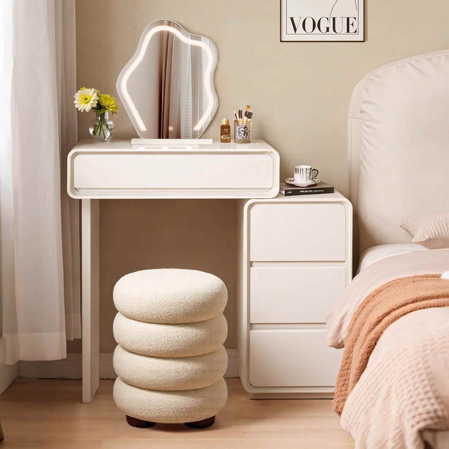 实木梳妆台小型现代卧室简约60cm床头柜一体小户型主卧斗柜化妆桌