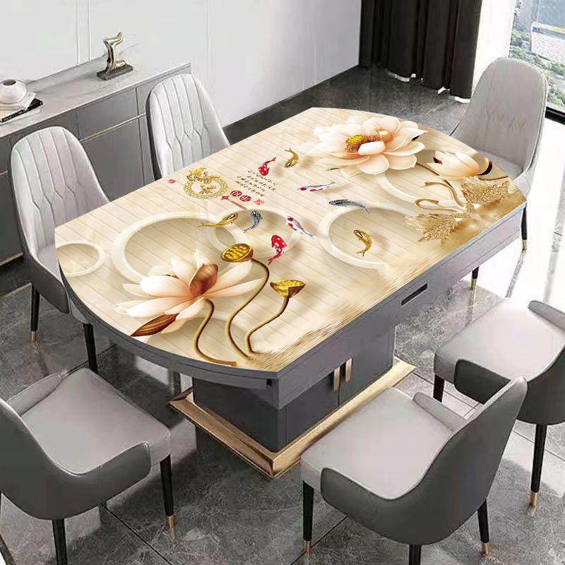 中间椭圆PVC印花餐桌垫中式防水防油免洗茶几垫定制简约圆形桌布,居家布艺,桌布,淘宝优惠券,粉丝福利购,淘宝优惠卷