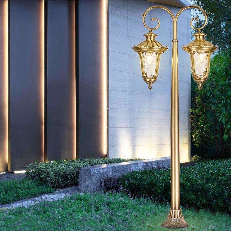 欧式太阳能草坪灯室外全铜园林景观灯LED落地灯复古户外庭院灯具