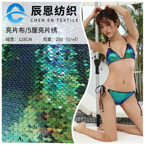 亮片布 5厘珠片布 双面翻转 幻彩多色镭射珠片绣 书皮箱包服饰布