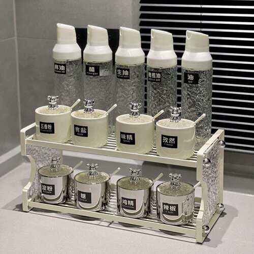 轻奢调料盒组合套装厨房家用陶瓷调味罐高端自动开合酱醋油壶全套