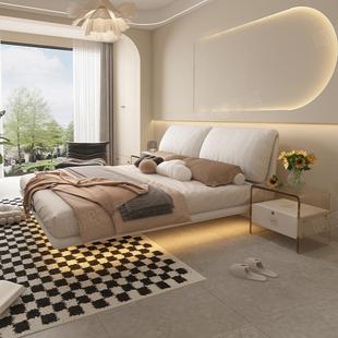 大象耳朵真皮床悬浮床现代轻奢网红主卧双人床奶油法式 1.8米双人