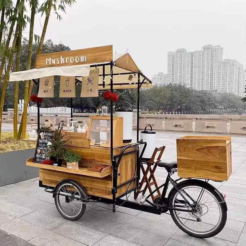 户外餐车景区咖啡面包促销摆摊三轮车网红节假日果汁美食推车摆摊