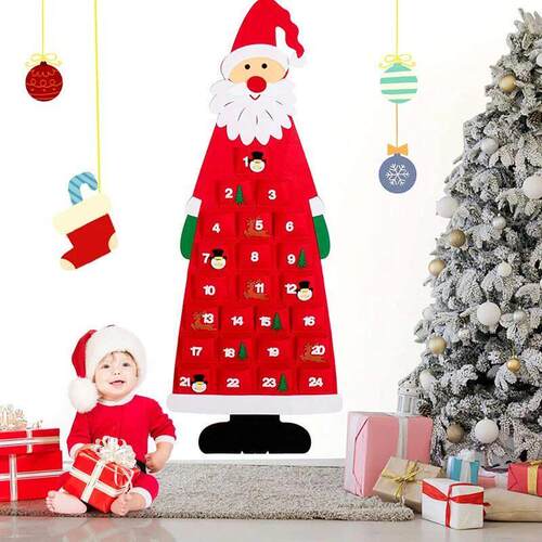 Christmas Felt Advent Calendar Wall Hanging Santa Advent Cal