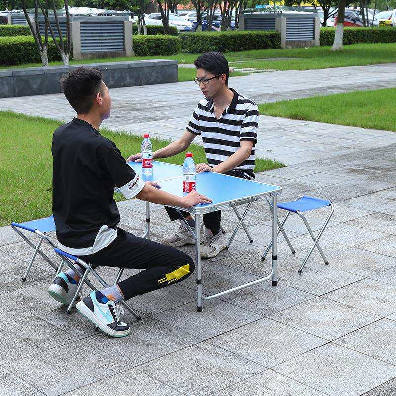 铝合金蓝色户外野营折叠桌椅便携式手提小桌子露营活动摆地摊餐桌