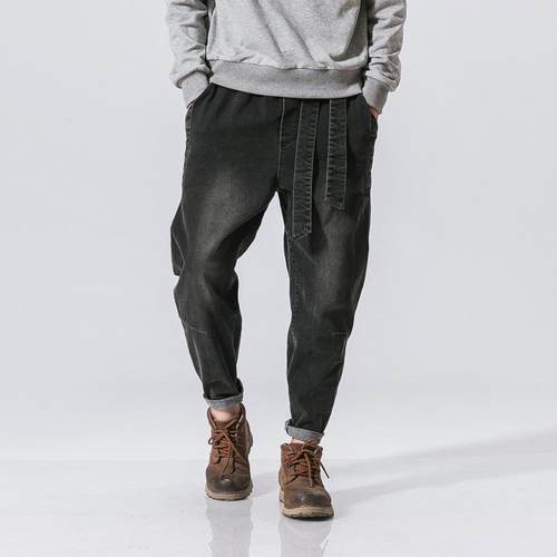 Spring trend men's loose denim pants, fashionable oversized