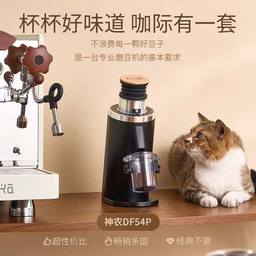 DF54P专业家用咖啡电动磨豆机SOE金杯平刀单剂量现磨意式手冲