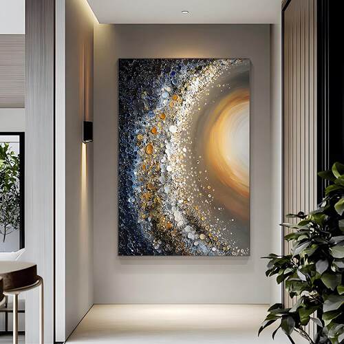 黑白星空玄关装饰画艺术客厅落地画挂画现代简约走廊过道壁画大气