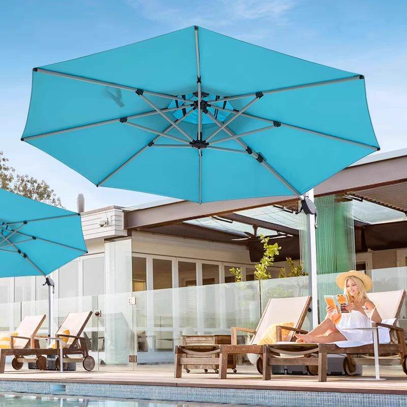 户外庭院伞遮阳伞花园成都直发大太阳伞露台室外太阳能灯条罗马伞