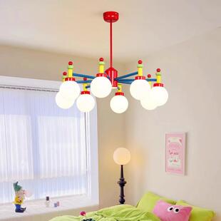 童儿房护眼吊灯孟书菲斯vintage中古彩色北主欧卧室房马卡龙472灯