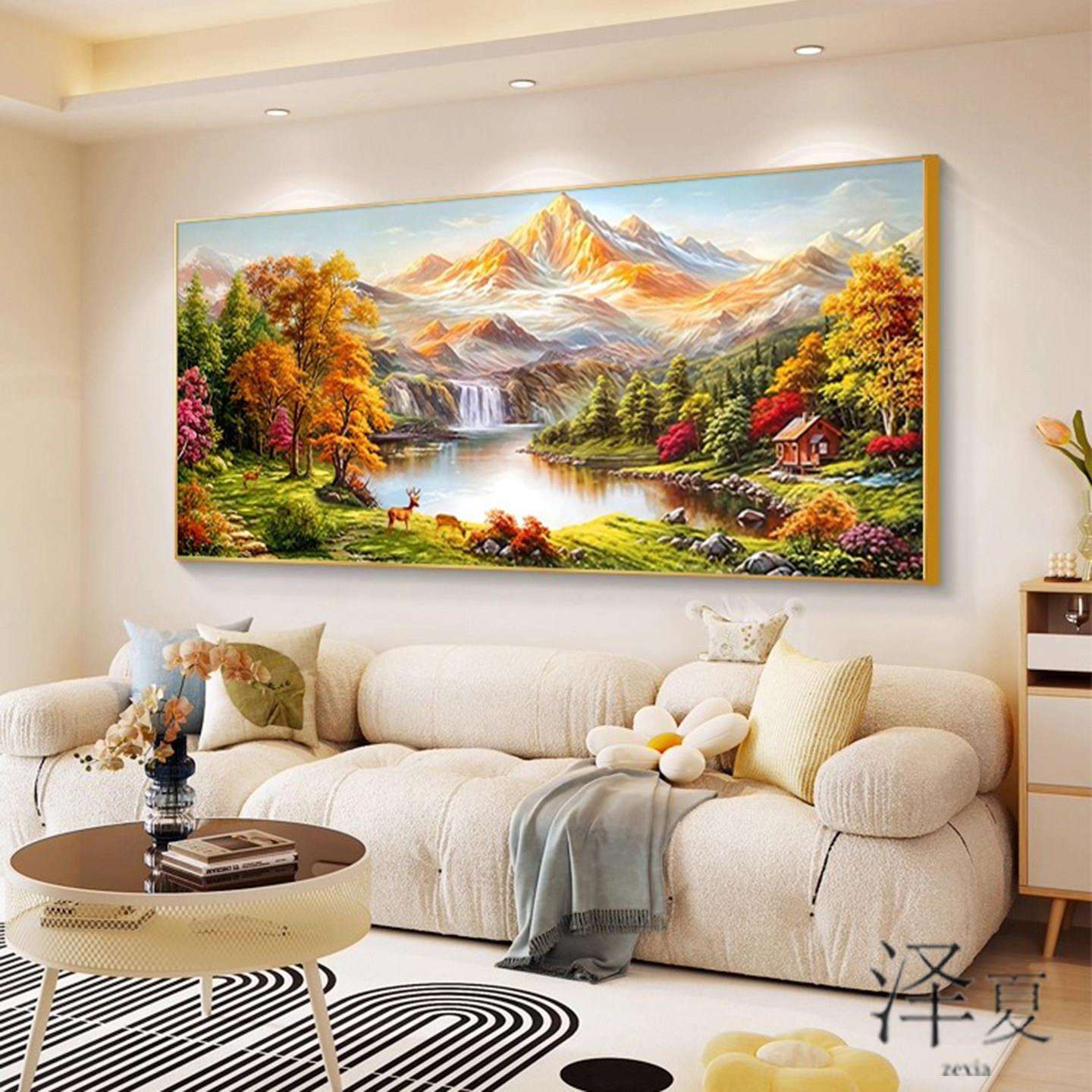石5NX149d日照金山聚宝盆新款贴钻水石画十字绣钻绣2026客厅风景