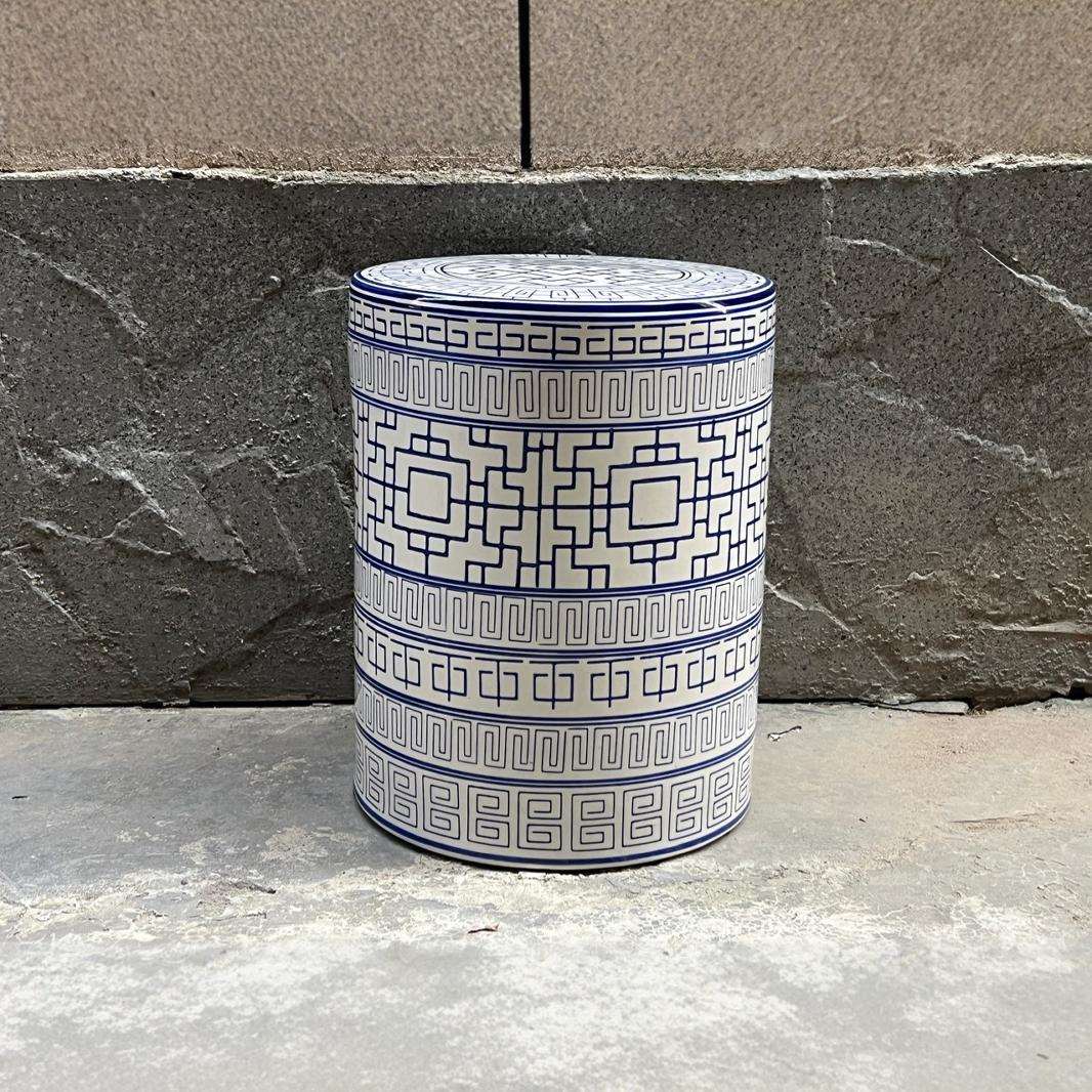 青花陶瓷鼓凳新中式陶瓷凳子美式混搭客厅软装梳妆凳坐凳子摆件