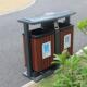 户外小区钢制分类果皮箱 园林景观垃圾箱 方形公园塑木条垃圾桶
