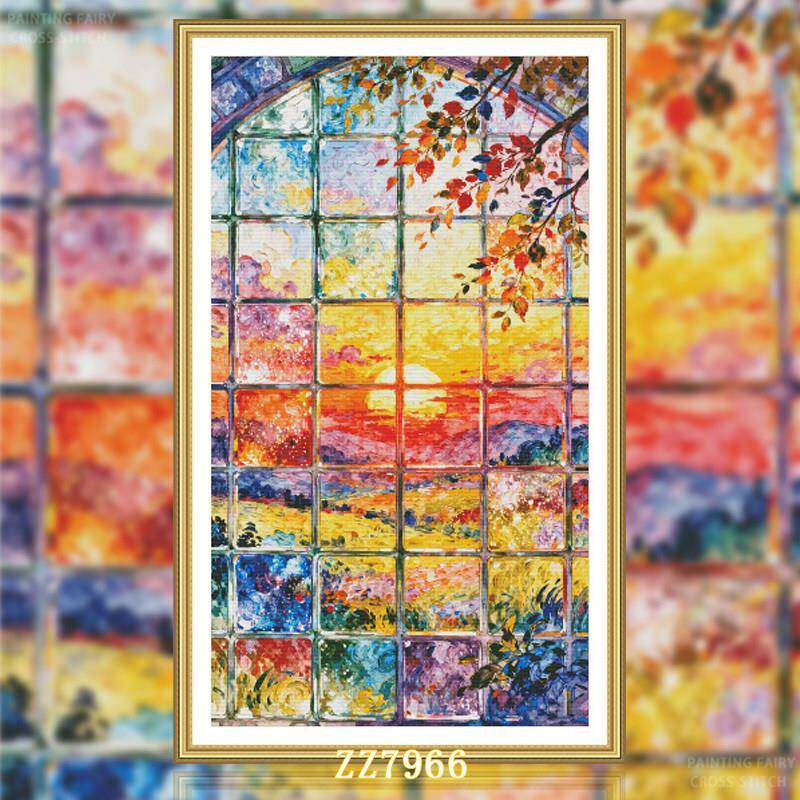 【ZZ7966-暮色琉璃】十字绣2025新款线绣客厅卧室竖版玄关风景画