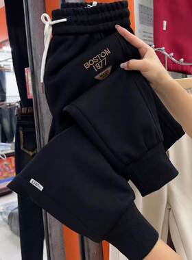 潮牌纯棉刺绣卫裤女2026秋冬新款高腰显瘦运动裤宽松哈伦裤休闲裤