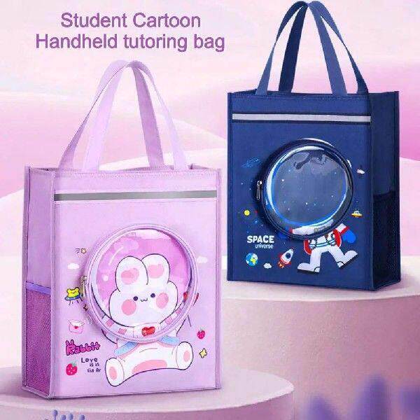 Portable Cartoon Tote School Bag Canvas Bag With Reflective