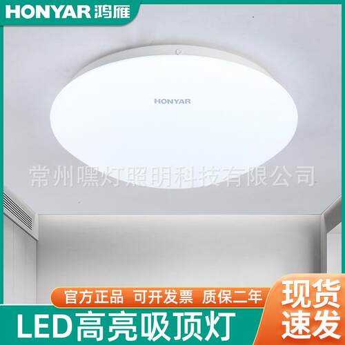 鸿雁吸顶灯led圆形过道灯阳台家用办公楼车库工装吸顶安装12w18W