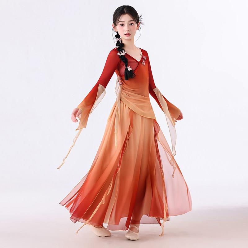 儿童古典舞服纱衣飘逸舞蹈服中国舞表演出服古风仙气练功服套装女