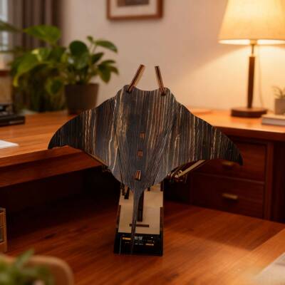 跨境新品Artisan Wooden Manta Ray Automaton工匠木制鳐鱼自动机
