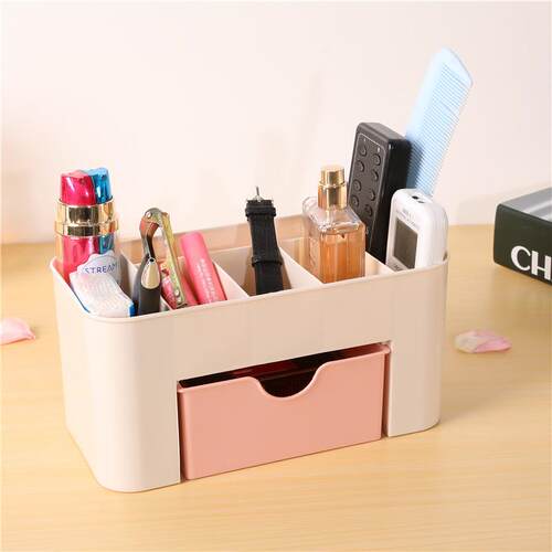Jewelry and Cosmetics Storage Box with Drawer-Style Plastic