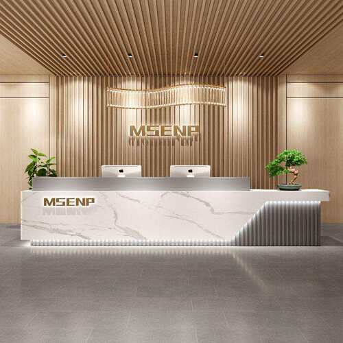 公司大前台酒店厅待接台烤漆约售楼部咨YC询桌柜台简现收银台