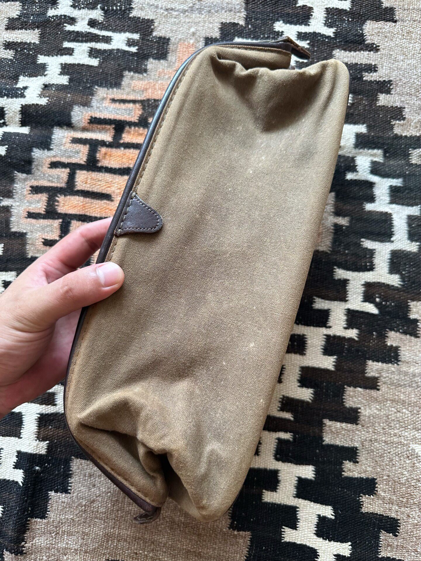 RRL & CO Brown Canvas Wash Bag — back