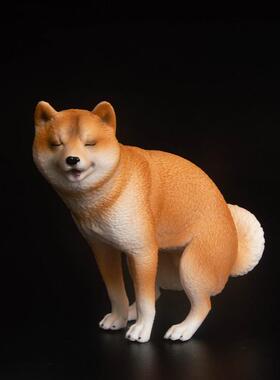 彷真动物周边车饰模型柴犬拉屎模型车载小狗汽车载摆件桌面装饰品