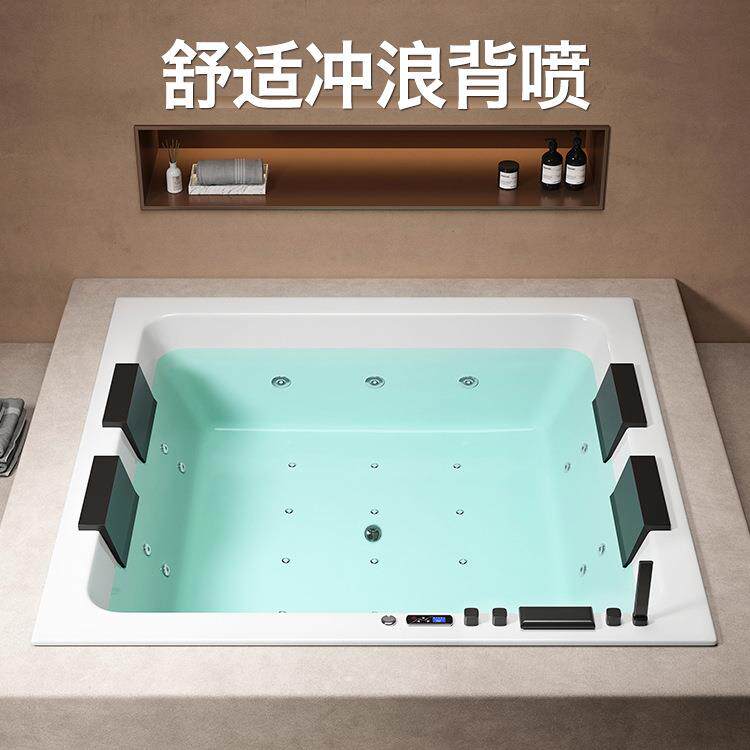 智能嵌入式洗澡缸方形冲浪按摩恒温加热泡泡七彩氛围灯浴缸方型